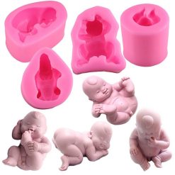 Mujiang 3D Baby Silicone Mold Soap Candle Polymer Clay Molds Fondant Chocolate Candy Mould Cake Decorating