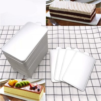 Silvery 100pcs/Set Rectangle Mousse Cake BoardsPaper Cupcake Dessert Displays Tray Wedding Birthday Cake Pastry Mat