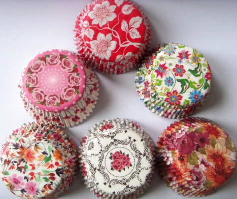 Free Drop Shipping 50x Rose/Blue Flower/Green Flower wedding paper Cupcake Liner muffin cup cake baking mold case holder wrapper