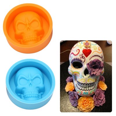 3D Skull Head Silicone Mold Home Party Fondant Cake Chocolate Sugar Silicone Mold