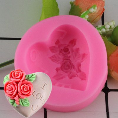 3D Silicone Mold Heart Love Rose Flower Chocolate Mould Candle Polymer Clay Molds Crafts DIY Forms For Cheap Soap Base Tool