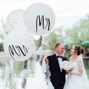 2pcs European Wedding & Engagement Photography Props Decoration Wedding Room Layout Mr Mrs 36-inch Balloon Gender Reveal