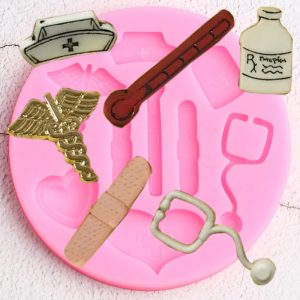 Nurse Themed Silicone Mold Hat Bottle Heart Tool Medicine Candy Chocolate Fondant Molds Cupcake Topper DIY Cake Decorating Tools