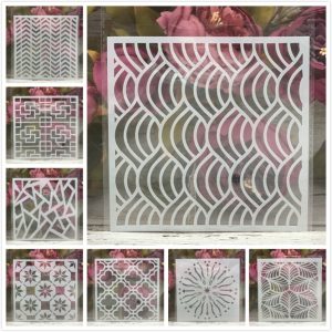 8Pcs 6″ Leaves Circle Cloud DIY Layering Stencils Cake decorating Template