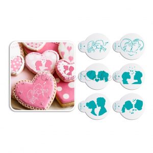 Lovers Kiss Pattern Cookies Stencil Coffee Stencil Wedding Plastic Stencil Cupcake Decorating Stencil Cake Tool