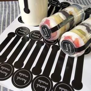 200pcs/lot “Hand made” Black Self-adhesive Stickers, Long label sticker