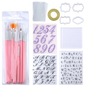 6pcs Cake Cookie Decoration Tool Set Letter Alphabet Cookie Cutter Embosser Stamp Sticky Decorating Fondant Cutter Tools