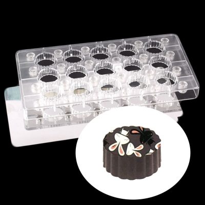 3.2cm Round Lace Transparent Magnetic Polycarbonate PC Chocolate Cake Molds Transfer Magnet Sheets Mould With Mirror Steel Plate