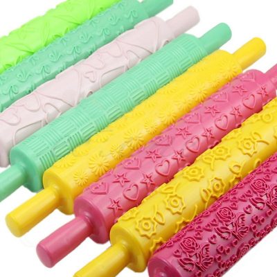 Non-stick Plastic Rolling Pins Embossing Roller Cake Fondant