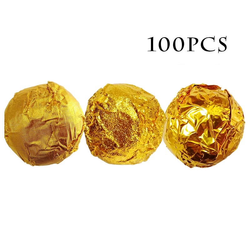 100pcs/Lot Gold Tinfoils Chocolate Candy Wrapping Papers