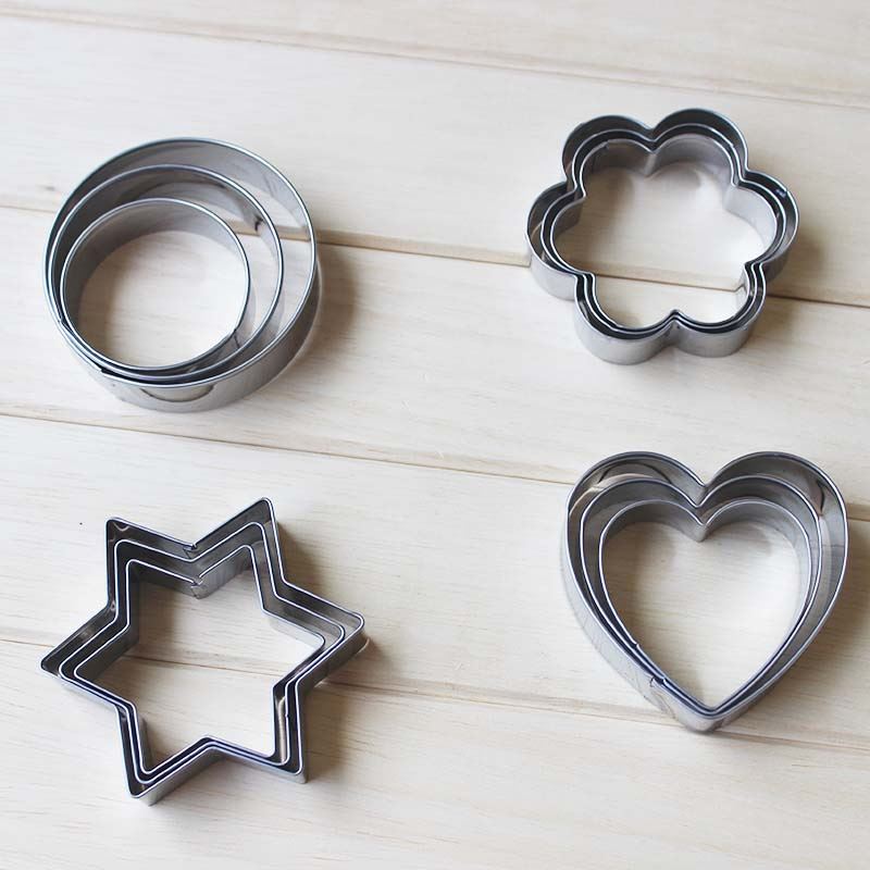 3pcs/Set Stainless Steel Cookie cutter  Flower Heart Round Star Shape