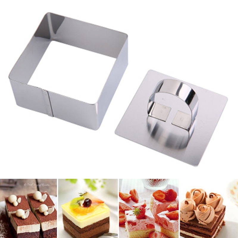 Stainless Steel Cake Dessert Mold Square Round Heart Flower Shaped Mousse Ring