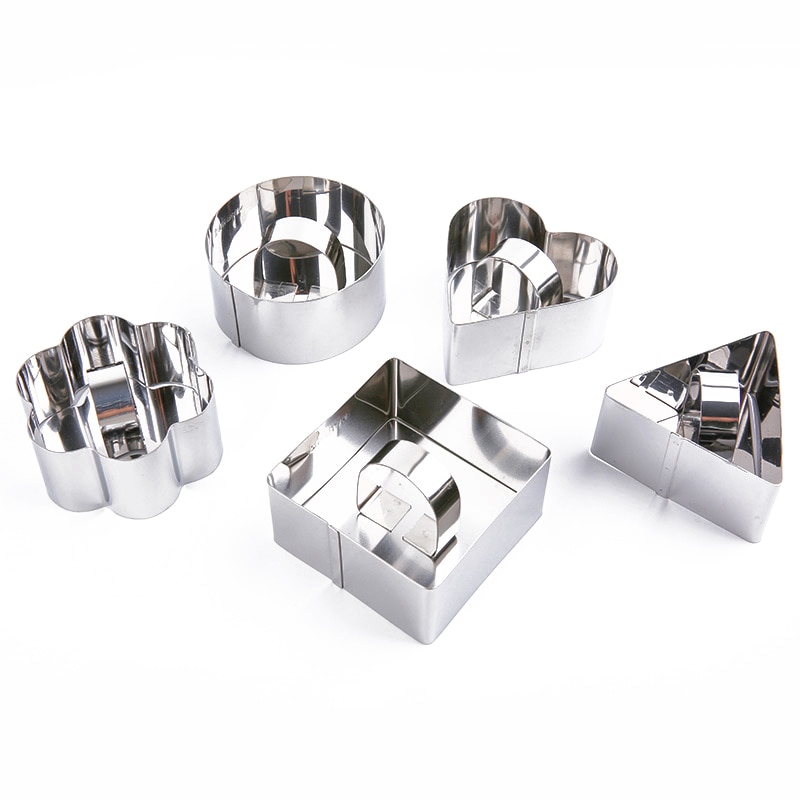 Stainless Steel Cake Dessert Mold Square Round Heart Flower Shaped Mousse Ring