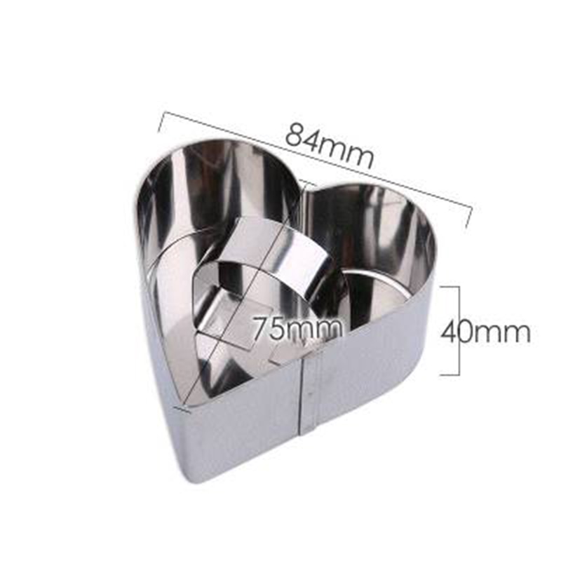 Stainless Steel Cake Dessert Mold Square Round Heart Flower Shaped Mousse Ring