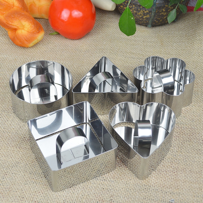 Stainless Steel Cake Dessert Mold Square Round Heart Flower Shaped Mousse Ring