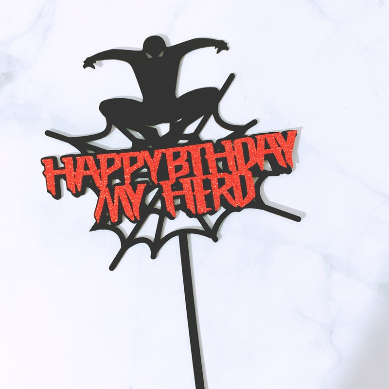 Happy Birthday  Super Hero Acrylic Cupcake Topper