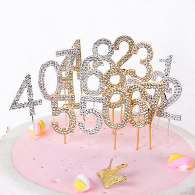 Number Cake Topper Gold Diamond-studded