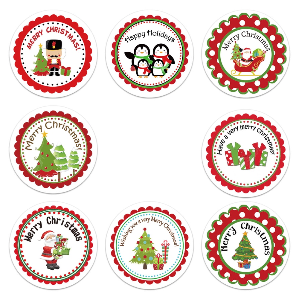 100-500pcs 6 Designs Christmas Theme Seal Labels Stickers