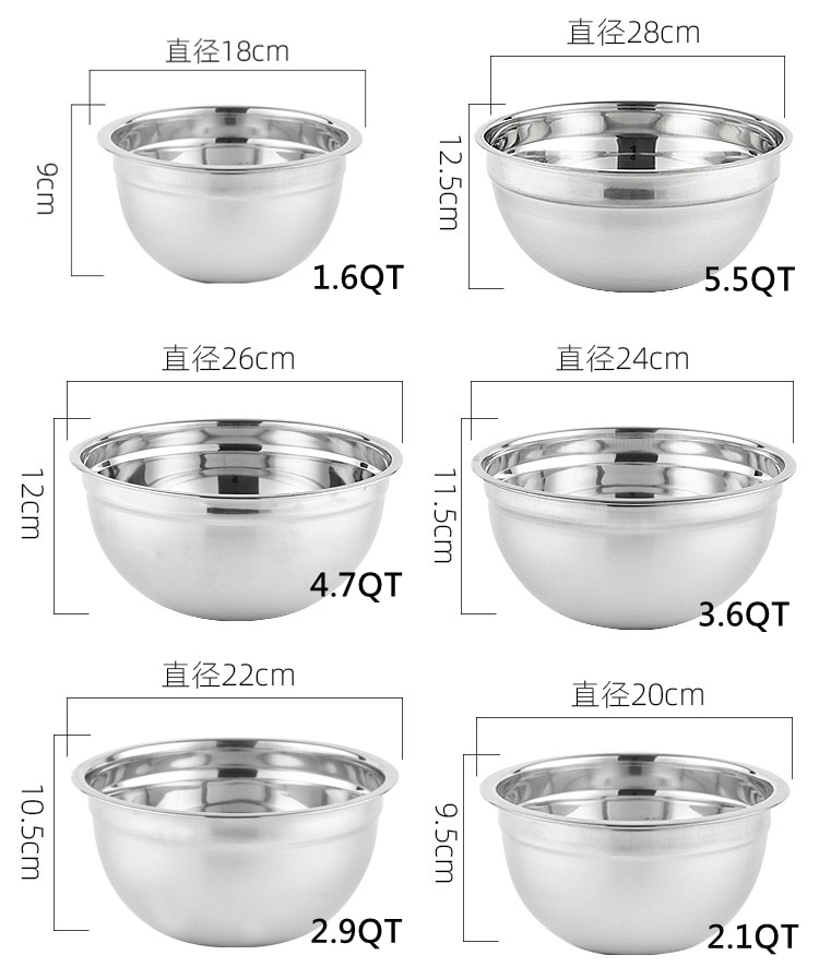 Stainless Steel Bowls Set 6Pcs