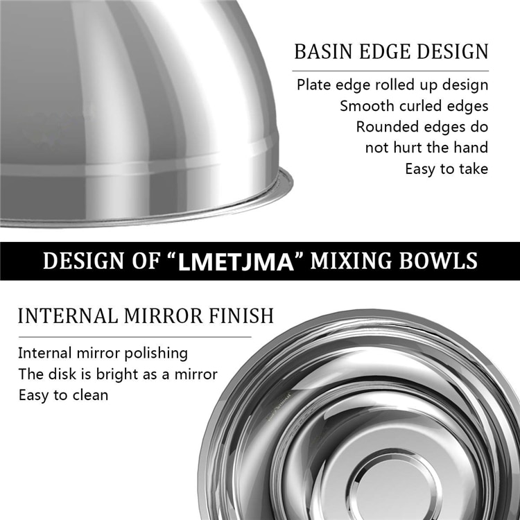 Stainless Steel Bowls Set 6Pcs