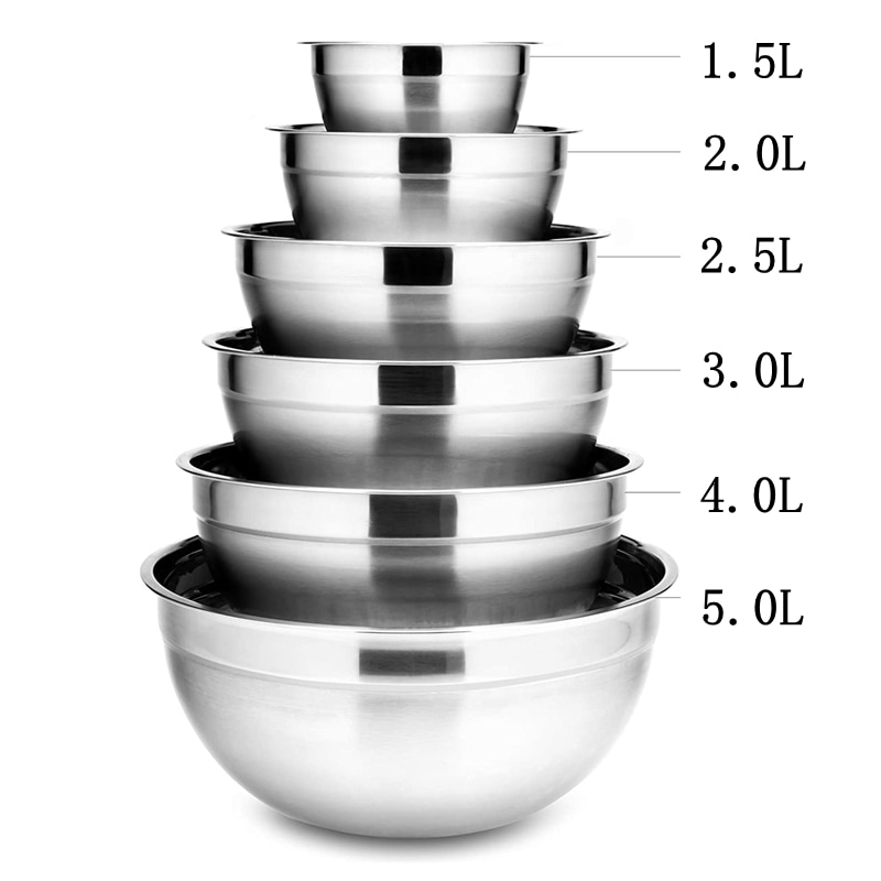 Stainless Steel Bowls Set 6Pcs