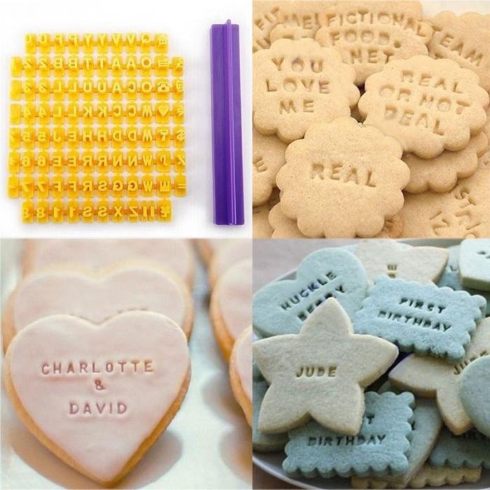 Alphabet Letter Number Cookie Press Stamp Embosser