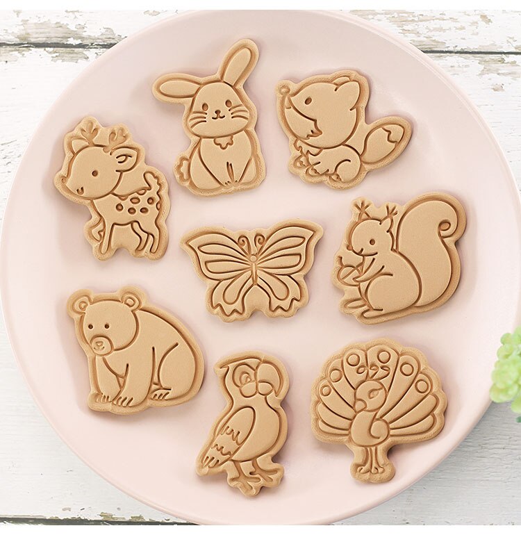 8 Pcs/set Forest Animal Cookie Cutters Plastic 3D