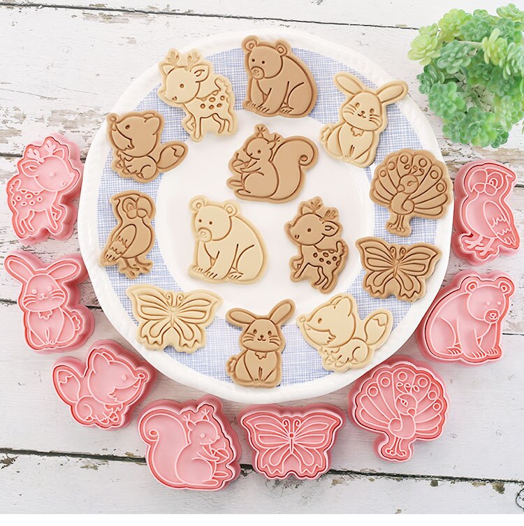 8 Pcs/set Forest Animal Cookie Cutters Plastic 3D