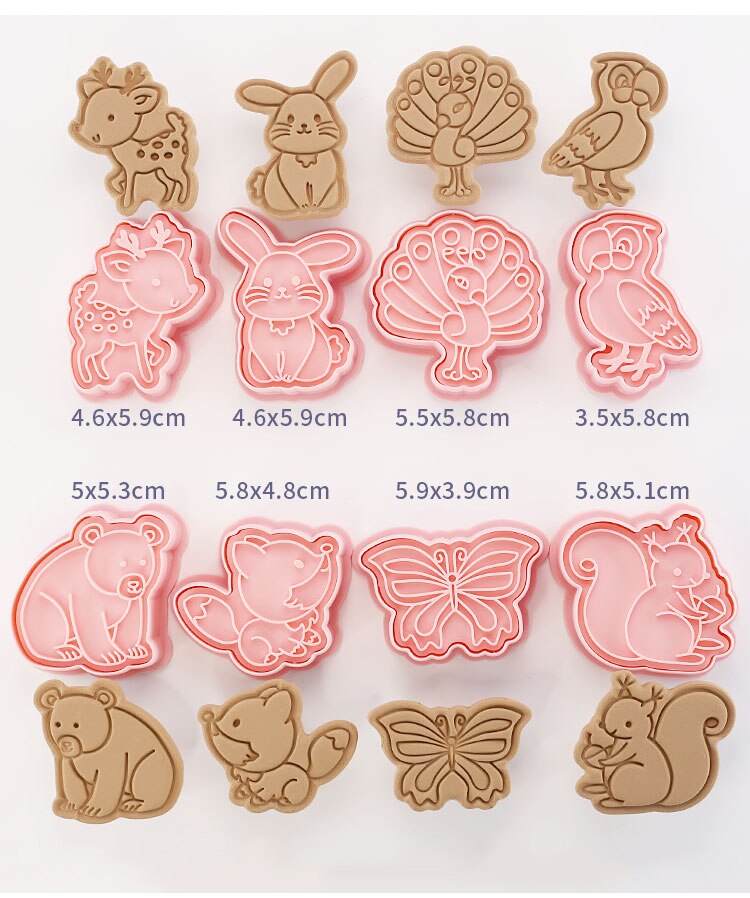 8 Pcs/set Forest Animal Cookie Cutters Plastic 3D