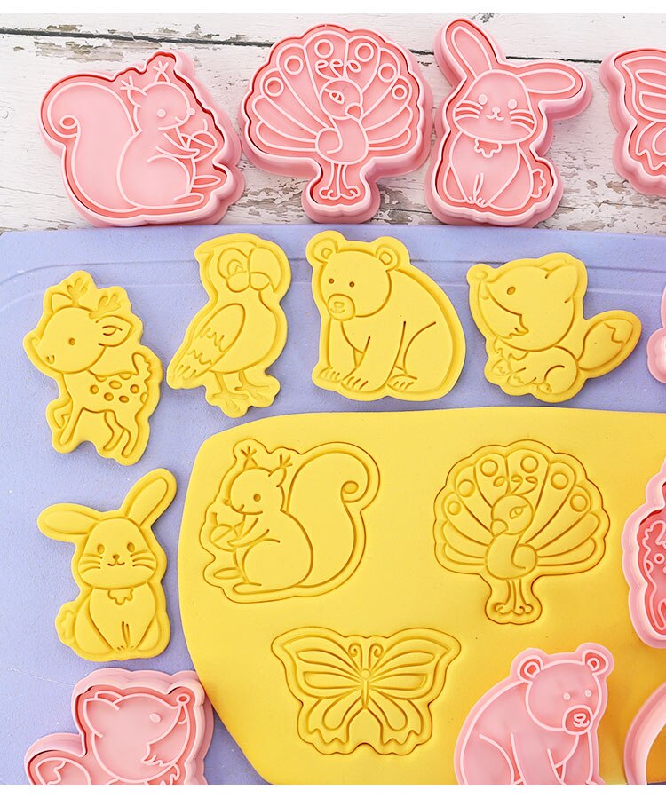 8 Pcs/set Forest Animal Cookie Cutters Plastic 3D