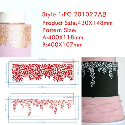 3 Style Floral Design Cake Stencil PET