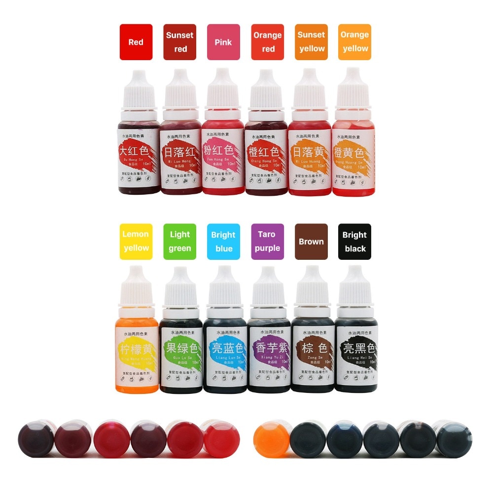 12 Colors  Set 10ml Natural Ink For Cake Decoration