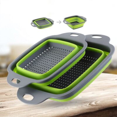 Silicone Folding Drain Basket Fruit Vegetable Washingl