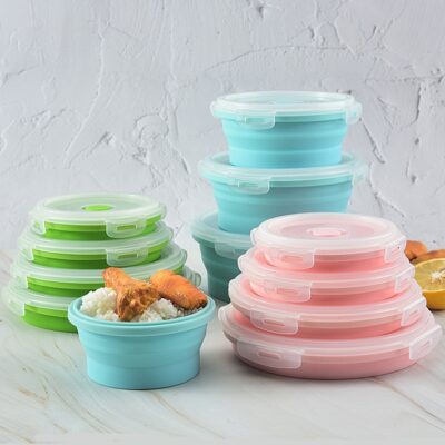 Round Silicone Collapsible Lunch Box