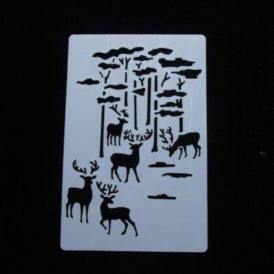 Elk Forest  Stencil Airbrush Painting Art Cake Spray Mold