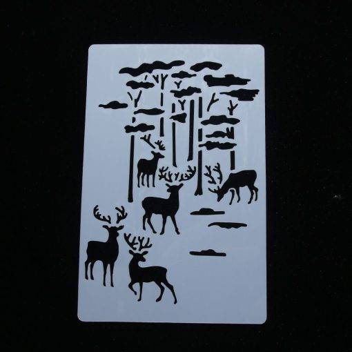 Elk Forest Stencil Airbrush Painting Art Cake Spray Mold