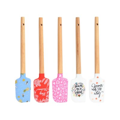 Non-Stick Silicone Cake Spatula Wooden Handle