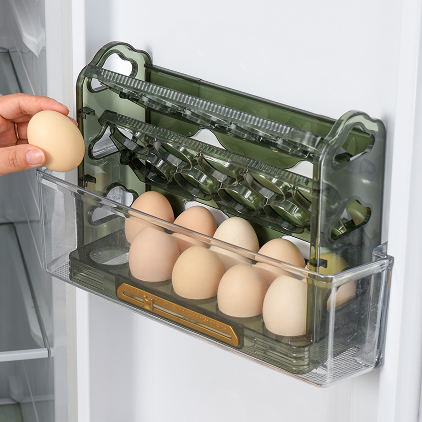 30 Grid Egg Holder Rotating 3 Tiers Fridge Eggs Organizer