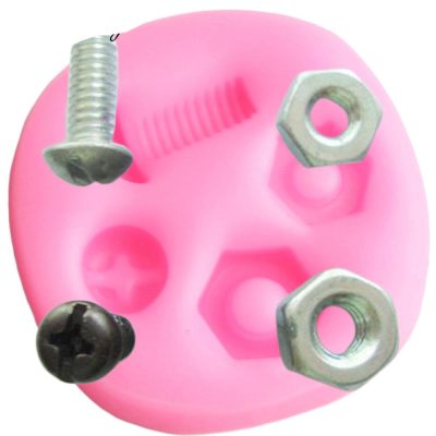 BAKEnCAKE Tools 3D Industrial Steampunk Hardware Screw Nut Silicone Mold