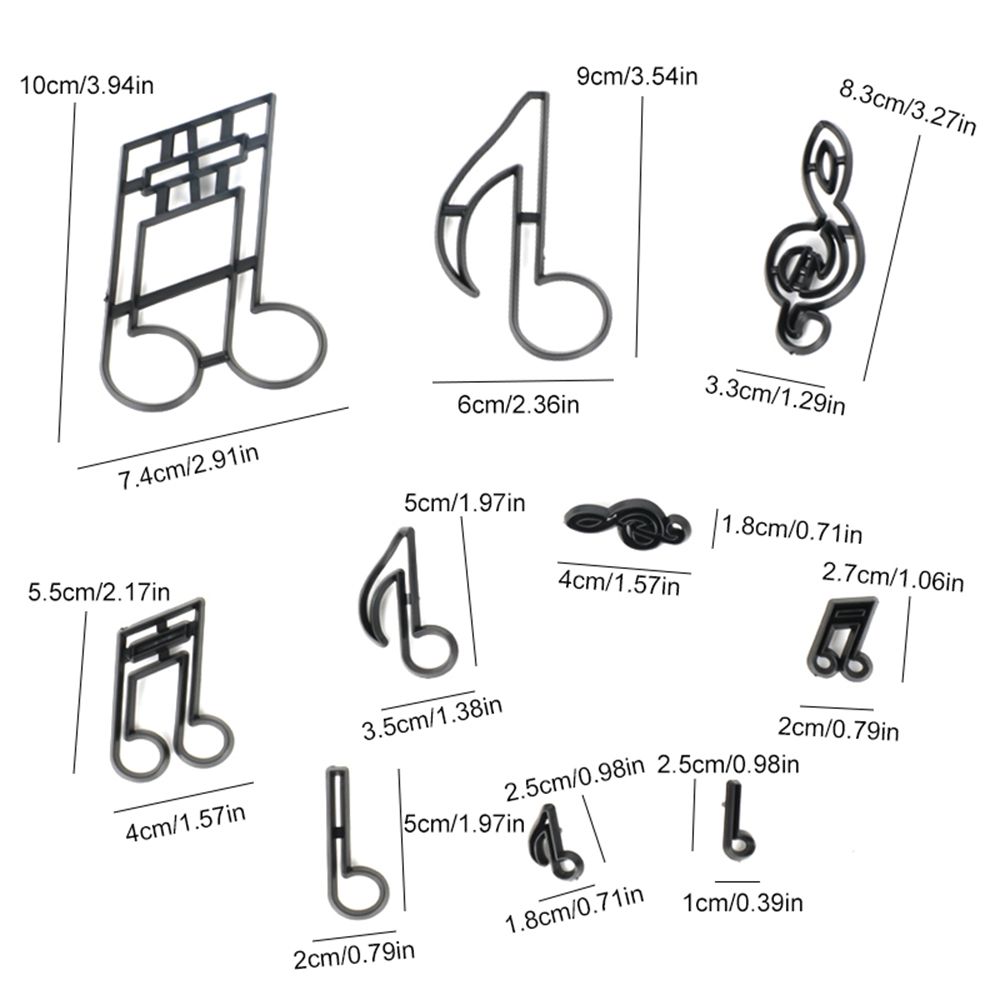 10 Pc Music Notes Plastic Cookie Cutter