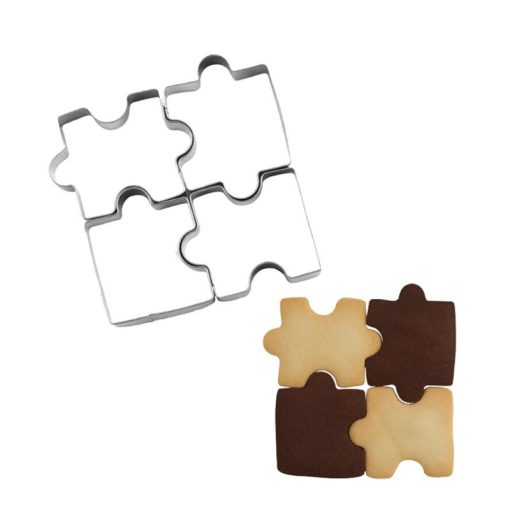68da40b644f694544ee85ac83997852f 4 Pcs Puzzle Shape Stainless Steel Cookie Cutter set