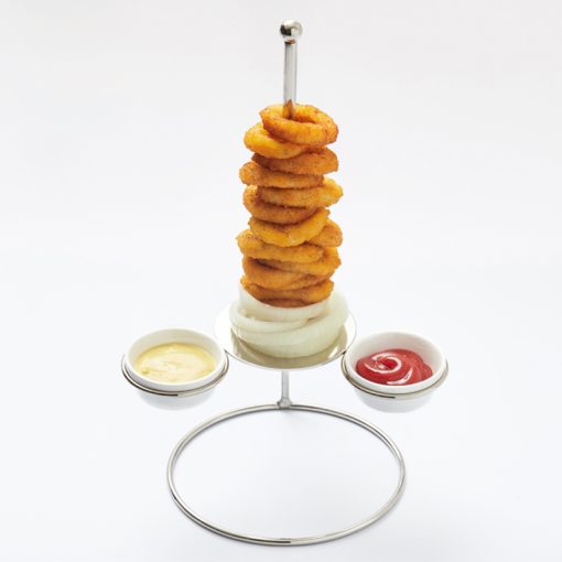 652041 tfkwti Stainless Steel Onion Ring Tower with 2 Holders - Perfect for Home and Commercial Use