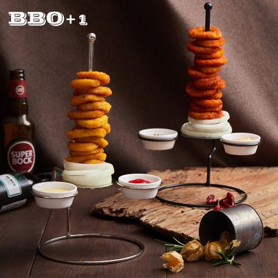 Stainless Steel Onion Ring Tower with 2 Holders – Perfect for Home and Commercial Use