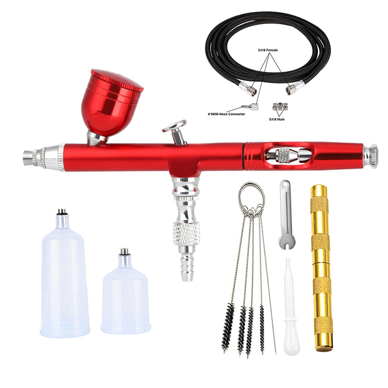 Airbrush Dual Action Gravity Feed 0.3mm Nozzle Spray Gun Cake Decorating With Clean Kit