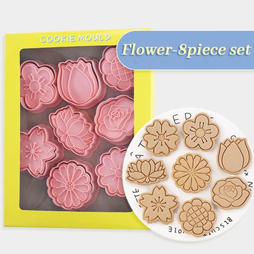 8pcs set flower shape cookie cutters 3d