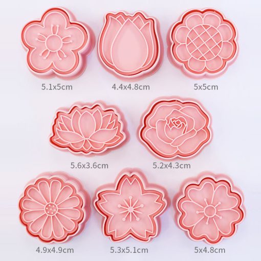 8pcs set flower shape cookie cutters 3d