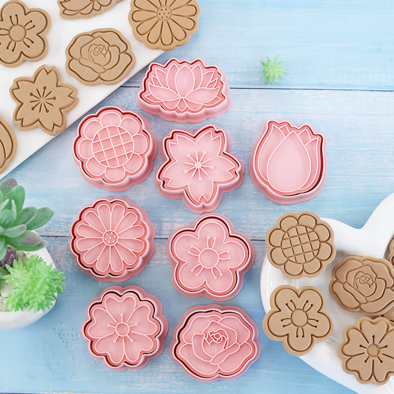 8pcs-set Flower Shape Cookie Cutters 3D