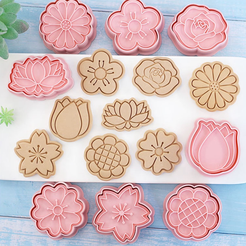 8pcs-set Flower Shape Cookie Cutters 3D