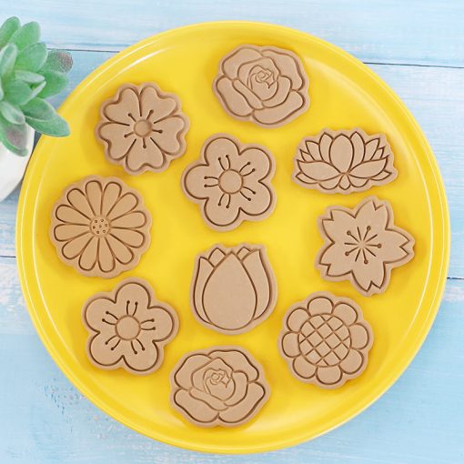 8pcs set flower shape cookie cutters 3d