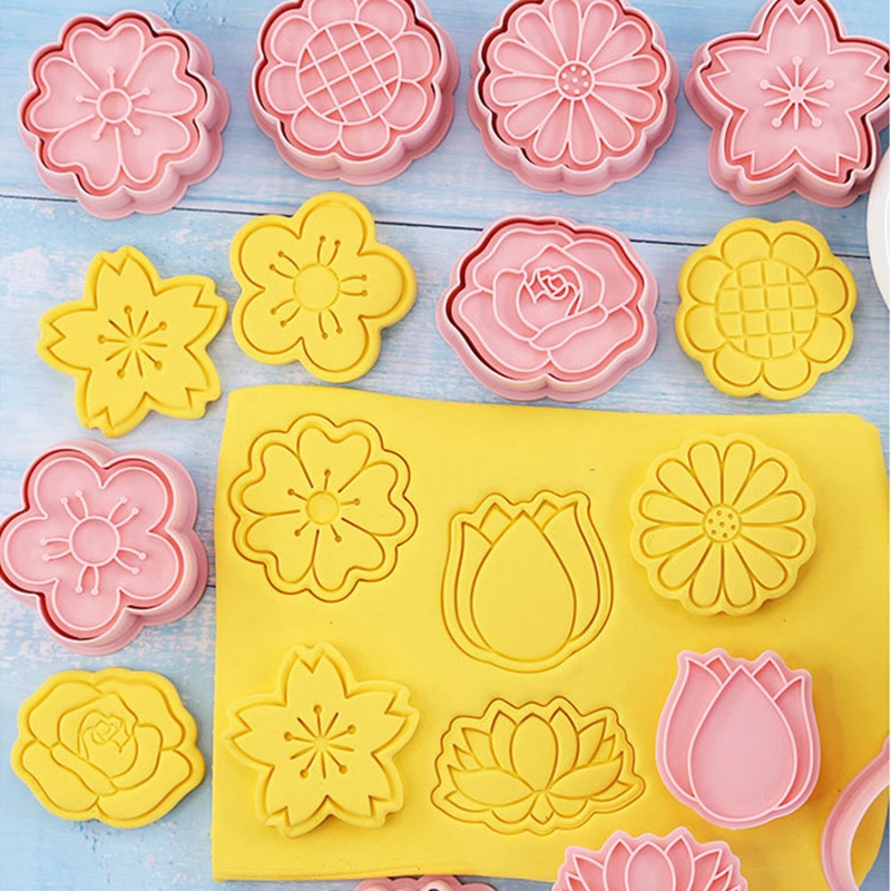 8pcs-set Flower Shape Cookie Cutters 3D